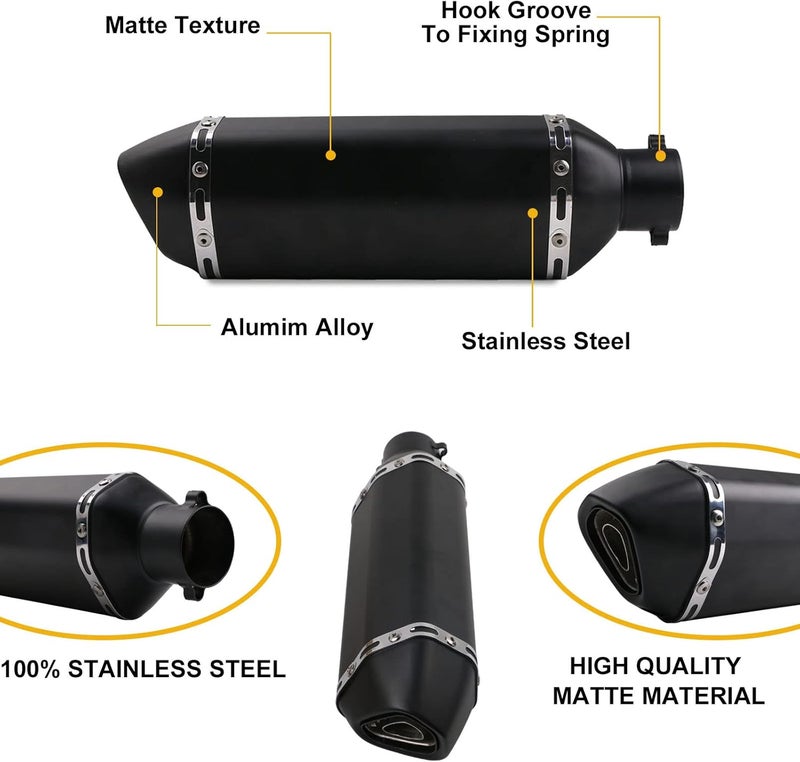 PACEWALKER Exhaust Muffler 1.5-2"Inlet with Removable DB Killer for Street/Sport Motorcycles and Scooters with 38,51mm Diameter Exhaust Pipes(Matt black) - Image 3