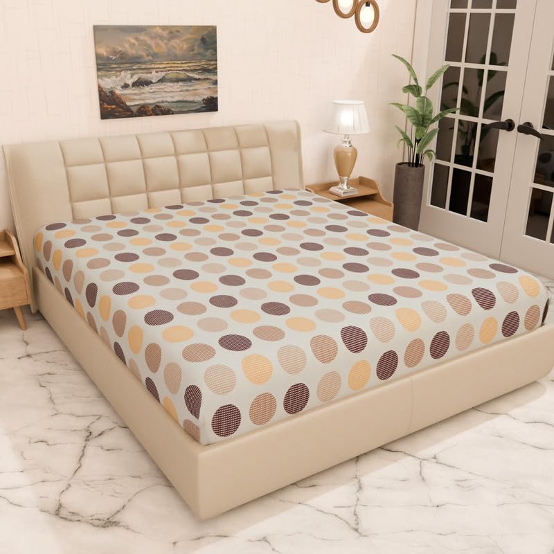 innovative edge Waterproof Bed Protector for King Size Bed - Stain & Liquid Proof Mattress Cover - Ideal for Kids & Bedwetting - Secure Fitted Style Protector - No Extra Bedsheet Required - Brown Polka dot - Image 1