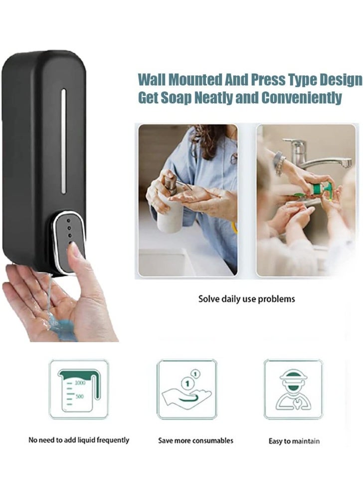 Black Wall Mounted Soap Dispenser, Single Chamber, 300ML, Shampoo, Conditioner, Body Wash, Commercial, Home, Shower Gel, Soap Dispenser - Image 1