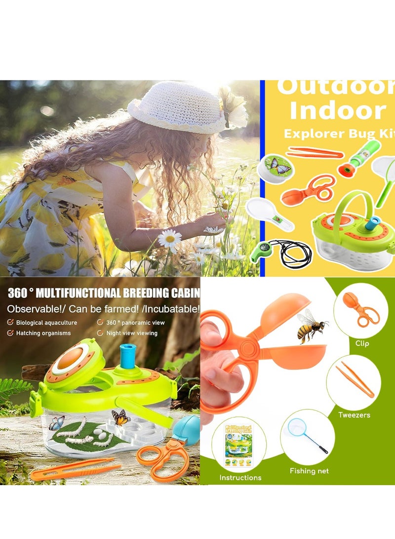 SYOSI Bug Catcher Kit for Kids Outdoor Insect Capture Critter Case with LED Compass Magnifying Glass Butterfly Net Critter Keeper Explorer Kit - Image 5