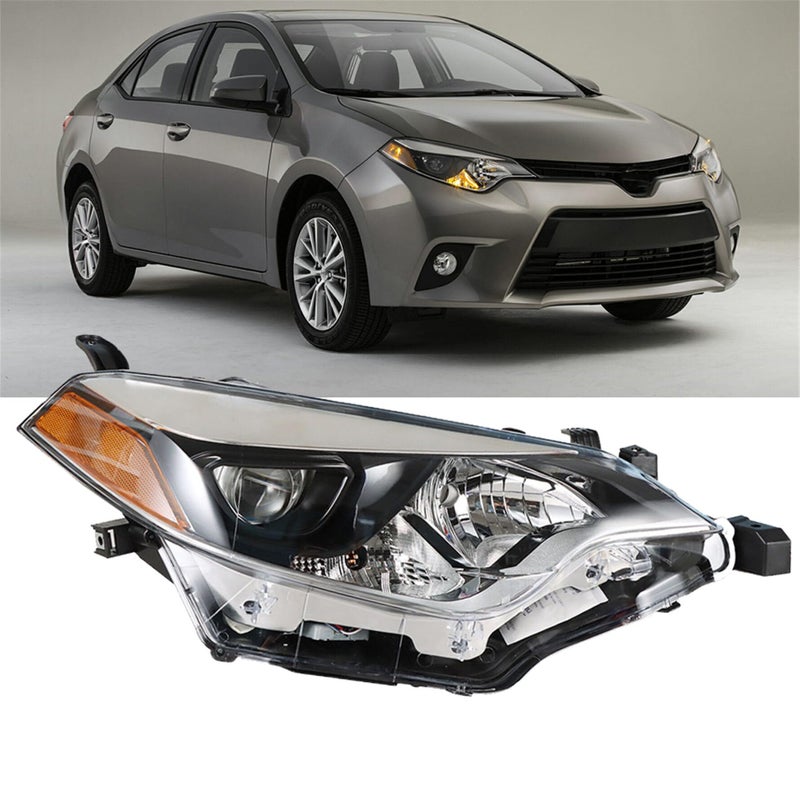 Silscvtt Headlight Front Head Lamp Replacement for Toyota Corolla 2014 2015 2016 Projector Headlight Right Side Passenger Side