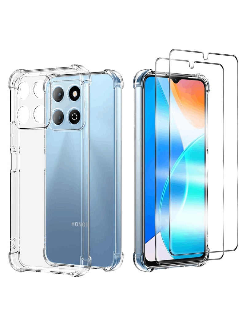 Aookay [1+2] for Honor X5b / Honor X5b Plus Case with Screen Protector (2 Pack) Slim Shock Absorption TPU Soft Edge Bumper with Reinforced Corners Transparent Protective Cover (Clear) - Image 1