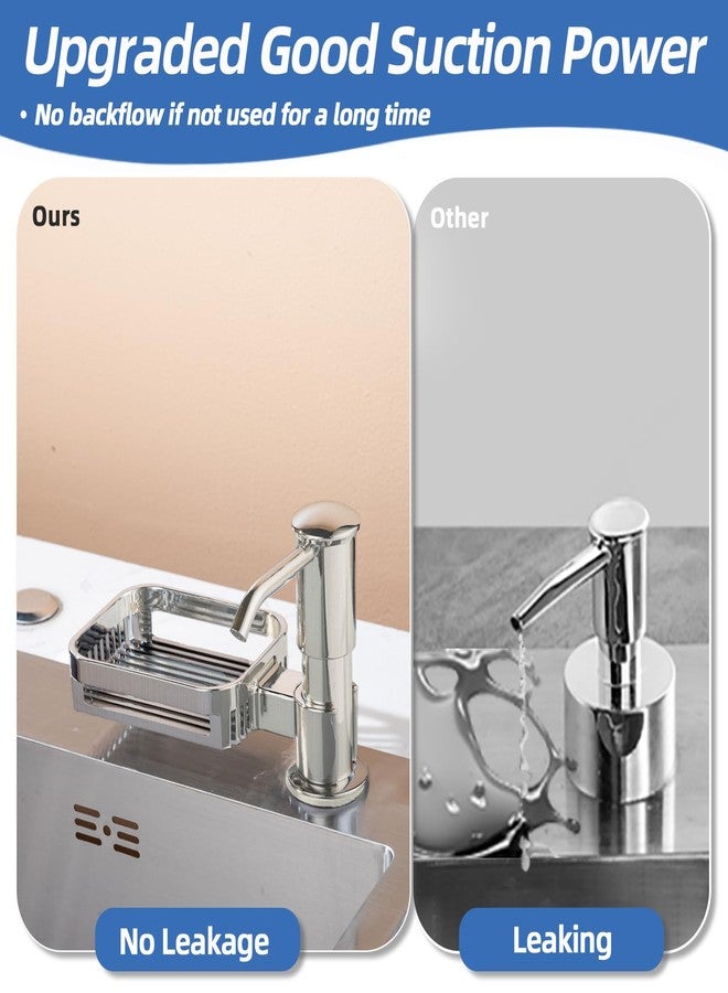 HAPPUP Soap Dispenser for Kitchen Sink, Built in Soap Dispenser Pump with Sponge Holder, Under Counter Brushed Nickel ABS Pump Head with 38" Extension Tube Kit, Good Suction Power - Image 4