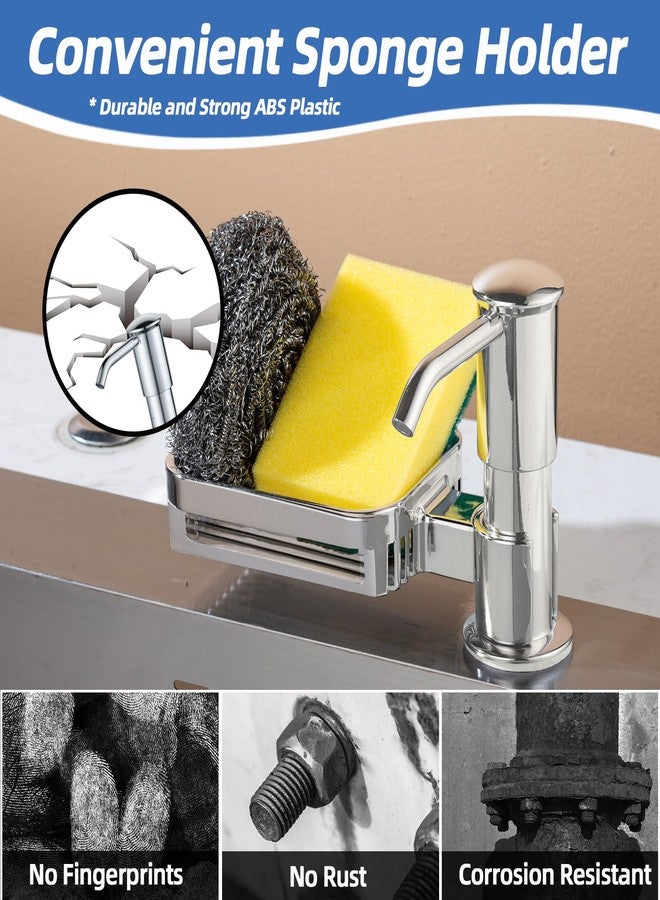 HAPPUP Soap Dispenser for Kitchen Sink, Built in Soap Dispenser Pump with Sponge Holder, Under Counter Brushed Nickel ABS Pump Head with 38" Extension Tube Kit, Good Suction Power - Image 3