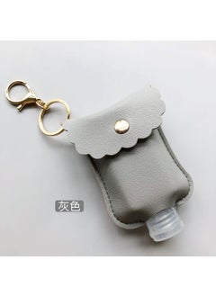60ml Hand Sanitizer Leather Keychain Pouch Gray KC gold chain (bottle + leather)