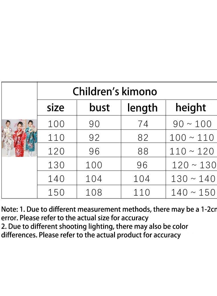 اليابانية كيمونو رداء غيشا يوكاتا فستان ساكورا زهرة الساتن رداء حمام هالوين زي للبنات - Image 2