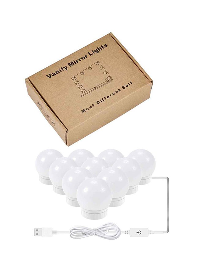 Alyashmac LED Vanity Mirror Lights Kit With 10 Dimmable Light Bulbs White/Silver 9x13cm - Image 1