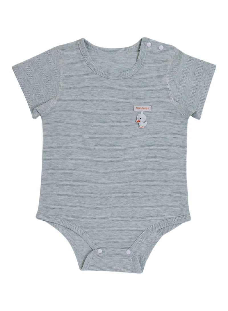 Baby Crawling Bodysuit - Cotton Blend Lightweight Triangle Bodysuit with Duck Pendant, Snap Crotch, Half Sleeve - For 1-18 Months  - Image 2