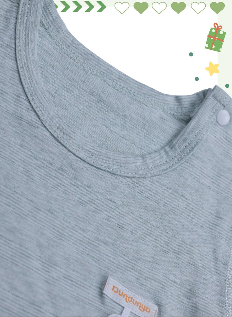 Baby Crawling Bodysuit - Cotton Blend Lightweight Triangle Bodysuit with Duck Pendant, Snap Crotch, Half Sleeve - For 1-18 Months  - Image 3