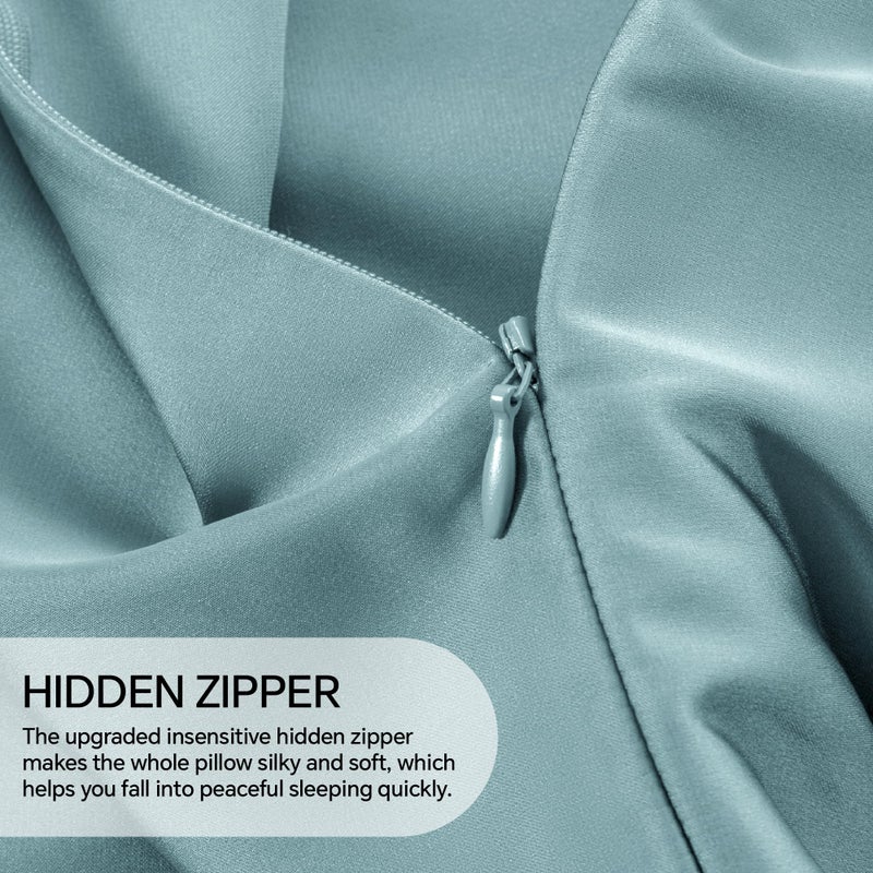 INFIIXSO Mulberry Silk Pillowcase for Hair and Skin  Silk Pillow Cases Queen Size with Hidden Zipper 20x30 Inches  Super Smooth and Soft Cooling Pillow Cases for Hot Sleepers(Haze Blue  1 Pack) - Image 5