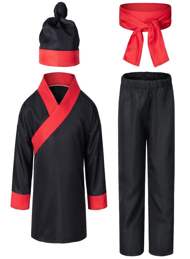 Elibelle Dress up Warrior Samurai Costume Boys Halloween for Kids 140cm 8-9yrs Black - Image 3