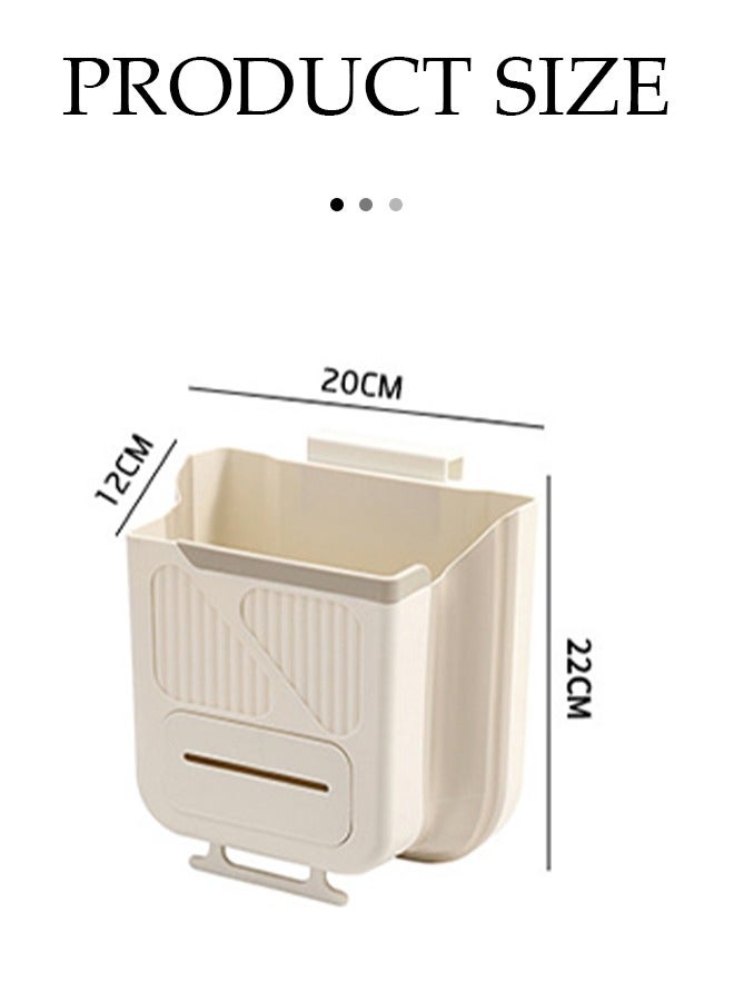 DUNISO Hanging Trash Can, foldable household recycling garbage bin, wall mounted kitchen countertop garbage bin, suitable for kitchen, bathroom, bedroom, 7L  - Image 2