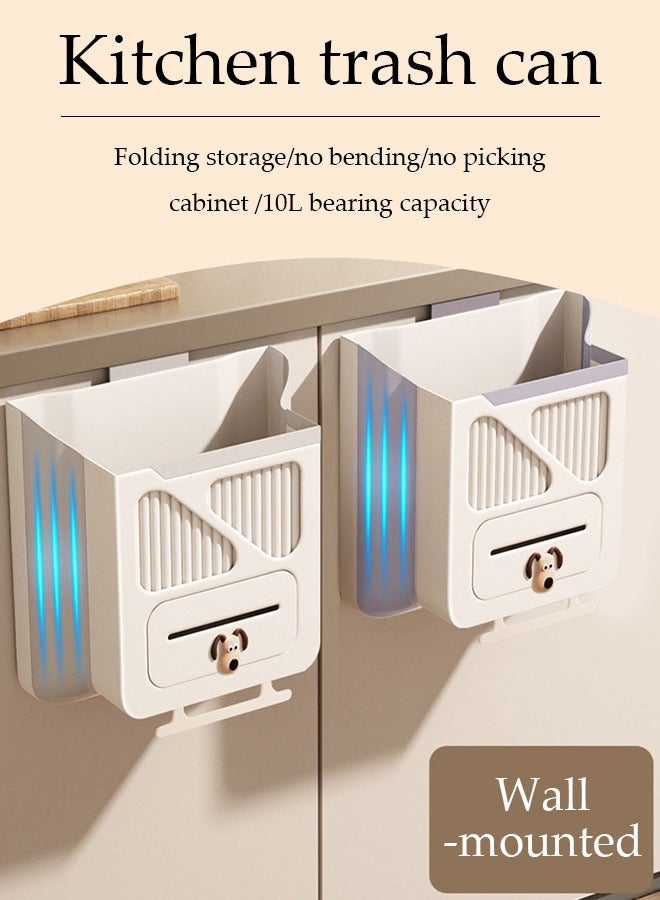 DUNISO Hanging Trash Can, foldable household recycling garbage bin, wall mounted kitchen countertop garbage bin, suitable for kitchen, bathroom, bedroom, 7L  - Image 3
