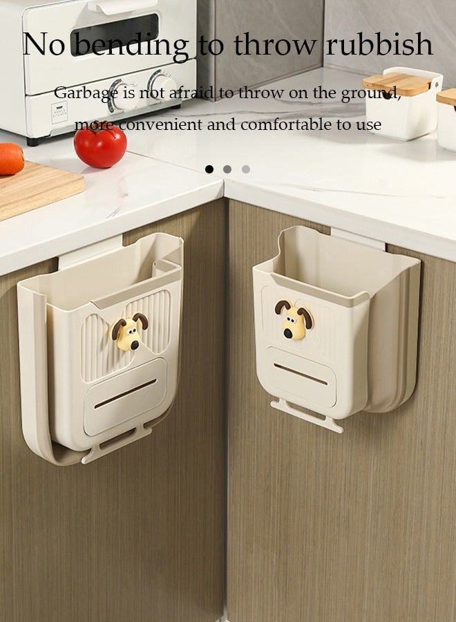 DUNISO Hanging Trash Can, foldable household recycling garbage bin, wall mounted kitchen countertop garbage bin, suitable for kitchen, bathroom, bedroom, 7L  - Image 5