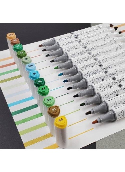Bruno Visconti "sketch & Art" Double Sided Marker Pen 12 Colors-Forest  - Image 5