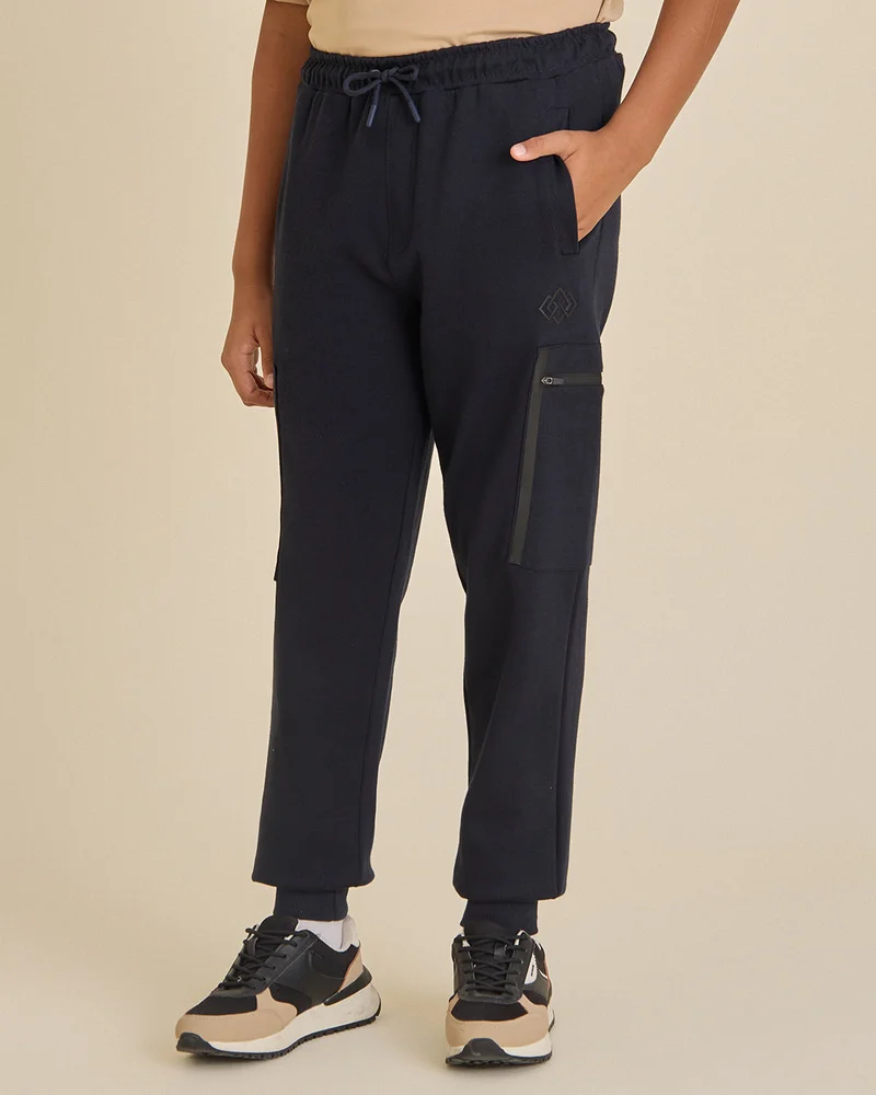 REDTAG Boys Navy Cargo Jogger Pants