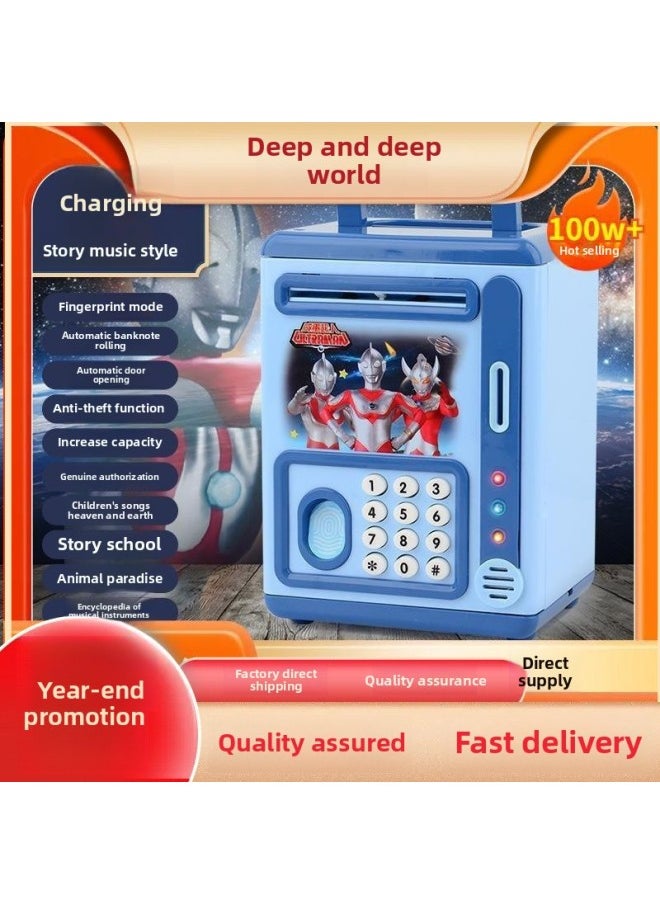Generic - Creative Ultraman Piggy Bank Large Capacity Children Can't Break, Only Can't Get In Boy Piggy Bank Can't Break, Anti-fall-Color:Key Unlock [Ultraman] No Gifts (blue)-Size:Charging Version - Image 1