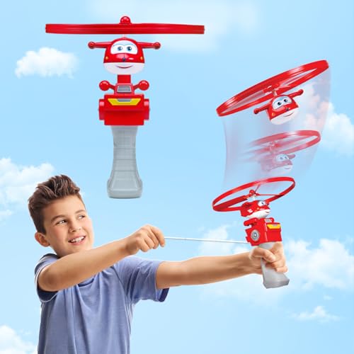 Super Wings Flying Toys Jett Flying Toys for Kids Ages 35 48 Fun Outdoor Flying Disc Launcher Toys Airplane Outside Flying Toys for Kids Boys Girls 3 4 5 6 7 8 Year Old - Image 1
