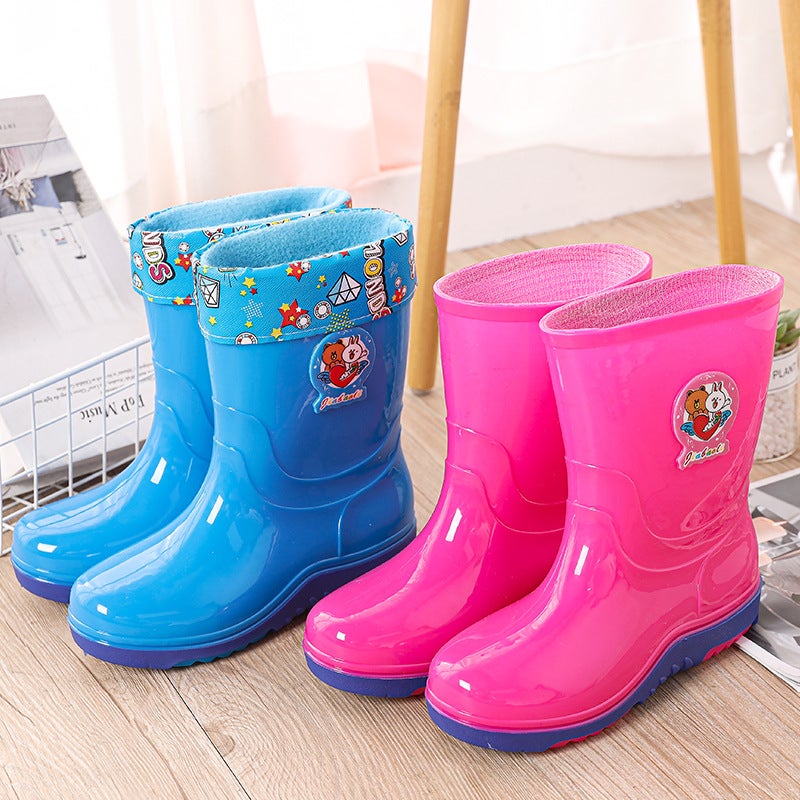 2-15 Years Old Children'S Rain Boots Men'S And Women'S Water Shoes Plus Velvet And Cotton Cartoon Rubber Boots Water Boots Rain Boots Non-Slip Rubber Shoes Snow Boots - Image 2