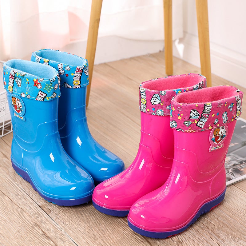 2-15 Years Old Children'S Rain Boots Men'S And Women'S Water Shoes Plus Velvet And Cotton Cartoon Rubber Boots Water Boots Rain Boots Non-Slip Rubber Shoes Snow Boots - Image 4