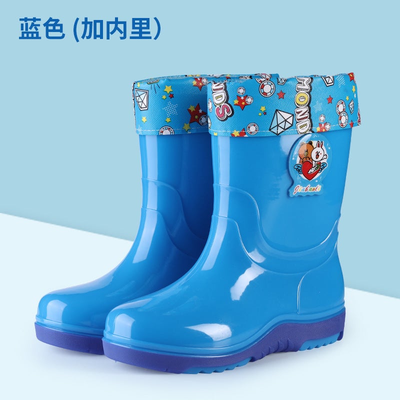 2-15 Years Old Children'S Rain Boots Men'S And Women'S Water Shoes Plus Velvet And Cotton Cartoon Rubber Boots Water Boots Rain Boots Non-Slip Rubber Shoes Snow Boots - Image 1