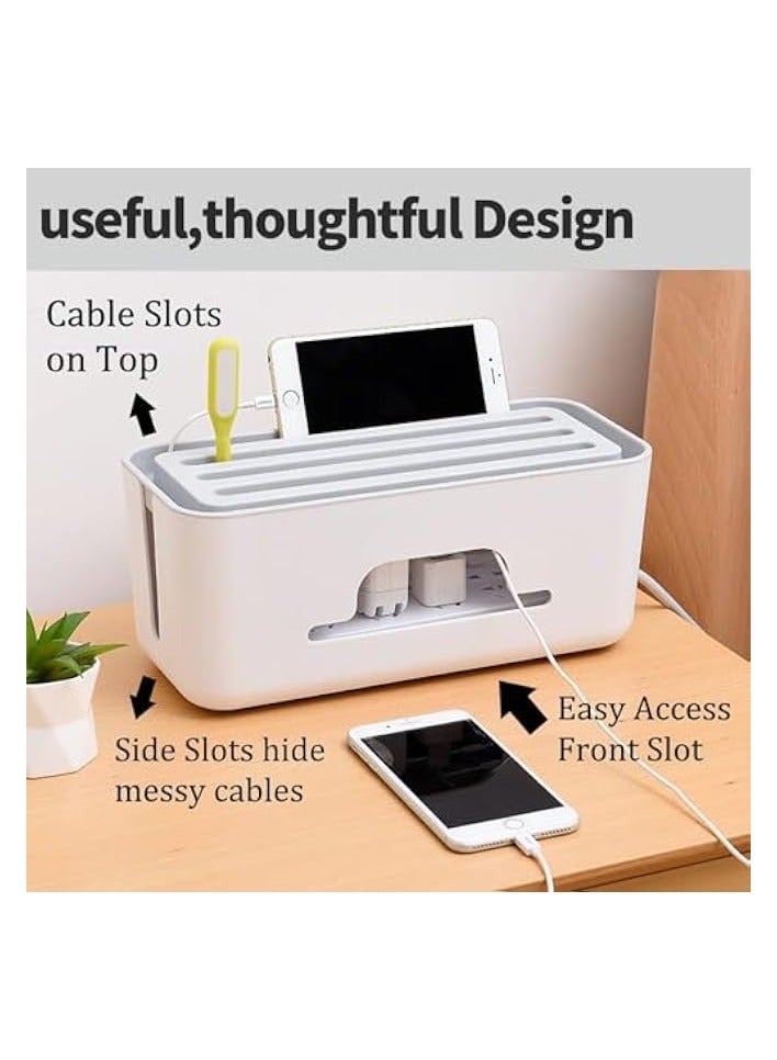 erorex Advanced Cable Management Box Extension Large Wire Organizer Box with Slotted Top for Phones, Tablets | Surge Protection for Home and Office | High Utility (Large, White)  - Image 3