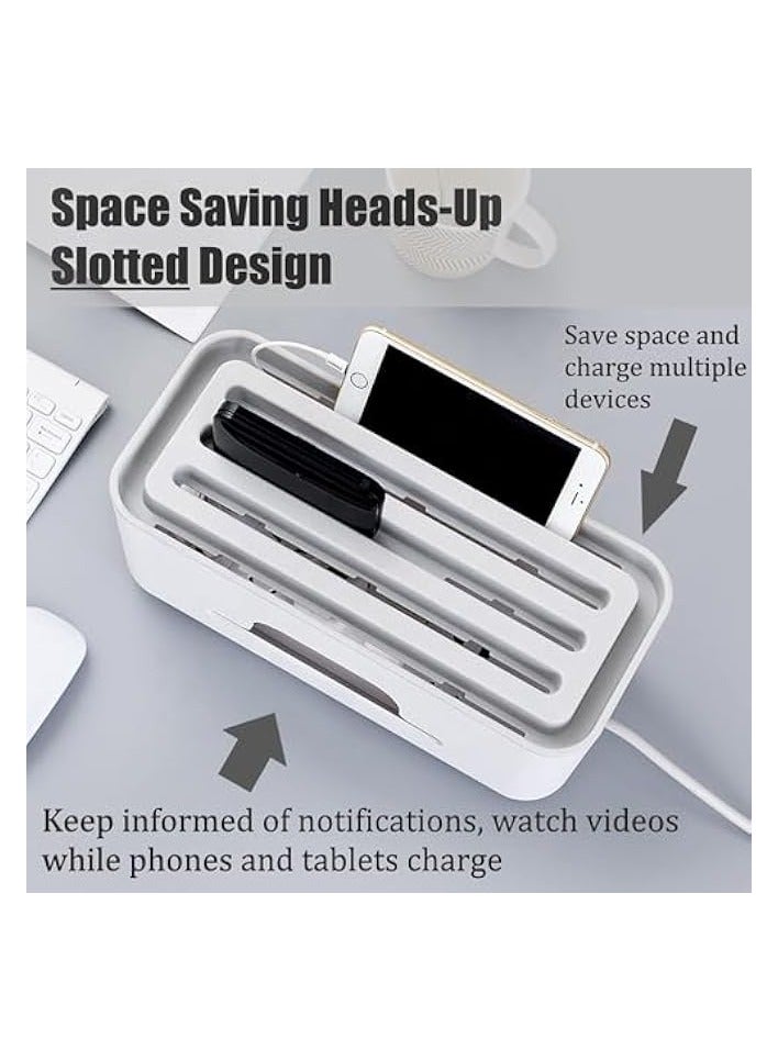 erorex Advanced Cable Management Box Extension Large Wire Organizer Box with Slotted Top for Phones, Tablets | Surge Protection for Home and Office | High Utility (Large, White)  - Image 4