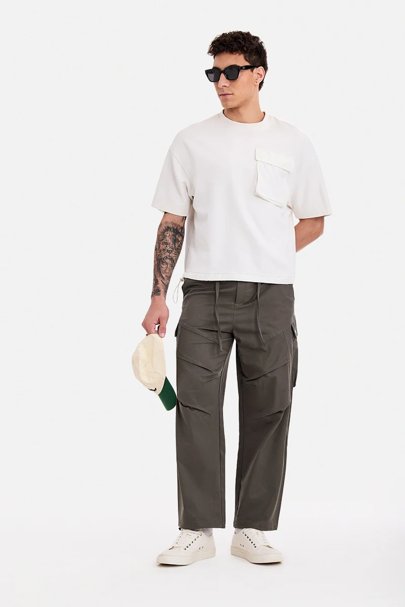 SNITCH Brown Solid Loose Fit Cargo