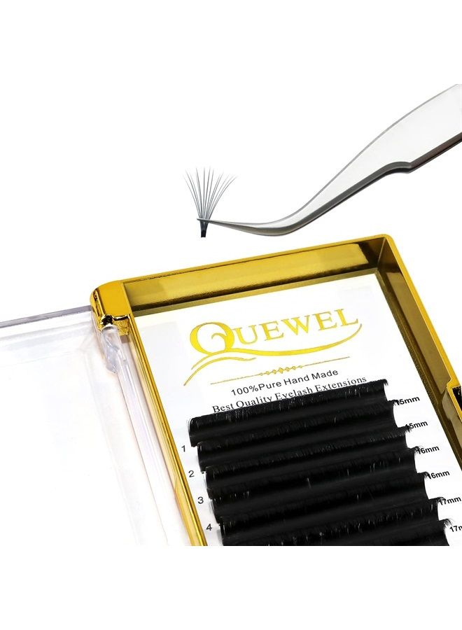 QUEWEL Volume Eyelash Extensions | 0.03-0.12mm | C/CC/D/DD Curl | 8-25mm Length | Easy Fan Volume Lashes 2D-20D Self Fanning Volume Lashes 0.07D Mix-15-20mm Long Lasting Blooming Lashes(0.07D Mix15-20 - Image 1