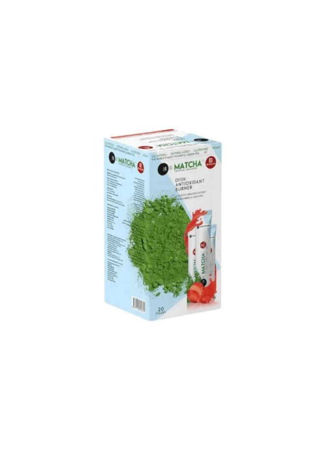 Premium Japanese Matcha Detox Antioxidant Burner with Strawberry Flavor - 20 Sachets