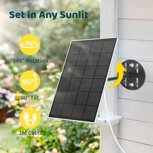 NETVUE Solar Panel for Bird Feeder Camera only, Type-C Charger, IP65 Waterproof for Outdoors, 3W Continuously Power Supply, 360° Swivel Bracket - Image 2