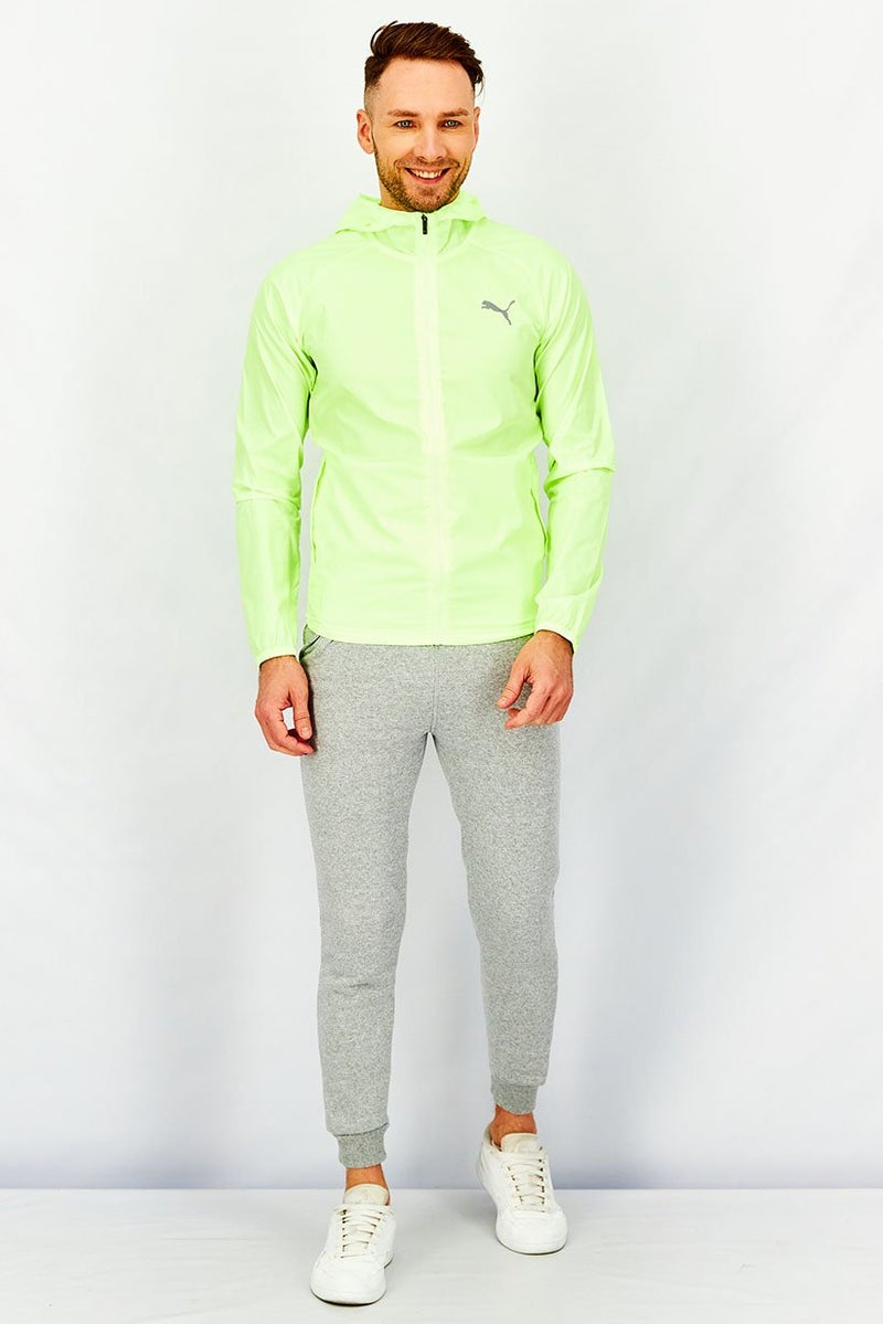PUMA جاكيت رياضي للرجال بغطاء رأس وسحاب كامل عاكس، أخضر ليموني - Image 2