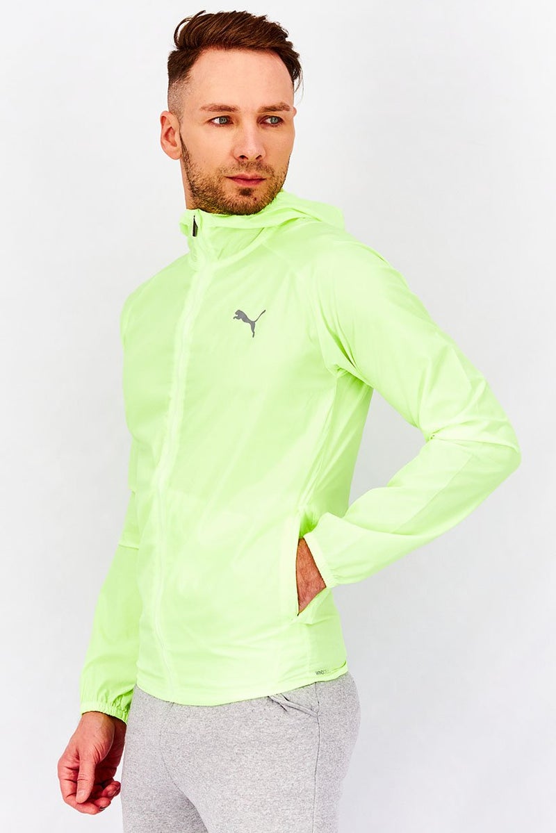 PUMA جاكيت رياضي للرجال بغطاء رأس وسحاب كامل عاكس، أخضر ليموني - Image 3