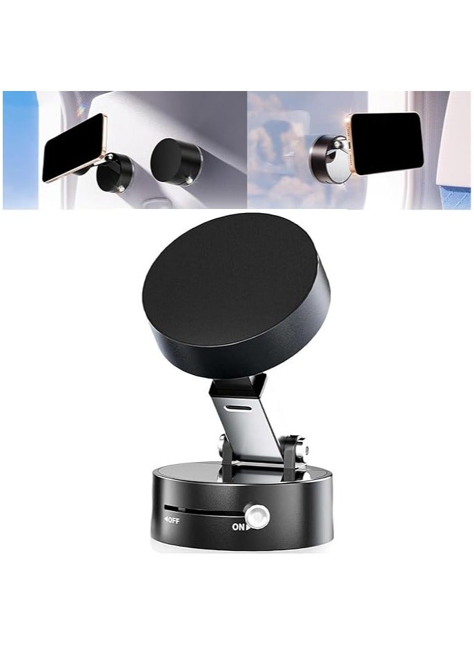 Arabest Vacuum Suction Magnetic Car Phone Holder, 360° Rotatable & Folding Phone Mount with Strong Grip, Hands-Free Use in Car, Gym, Home, for Magsafe Phones & Android (Black, Includes 2 Magnet Rings)  - Image 1