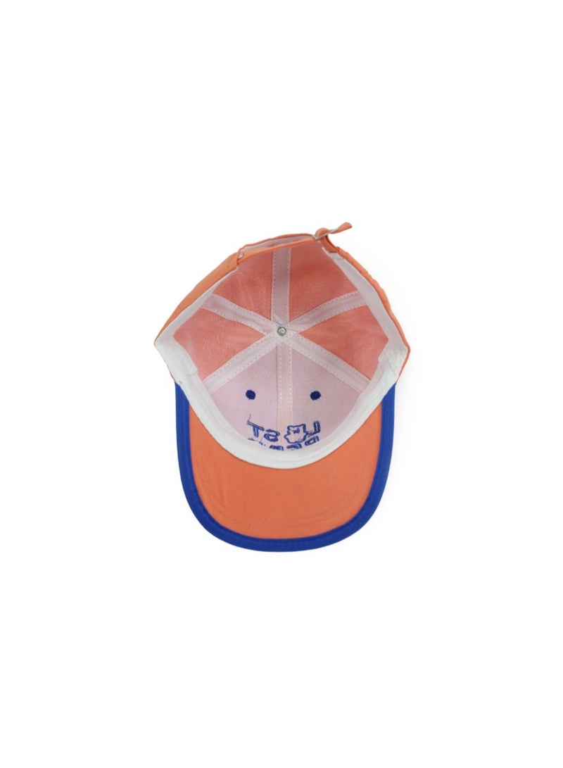 Fancy Unisex Cotton Cap – Orange with "Lost Bear" Embroidery - Image 3