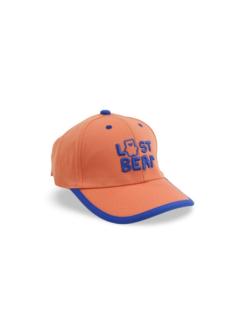 Fancy Unisex Cotton Cap – Orange with "Lost Bear" Embroidery - Image 1