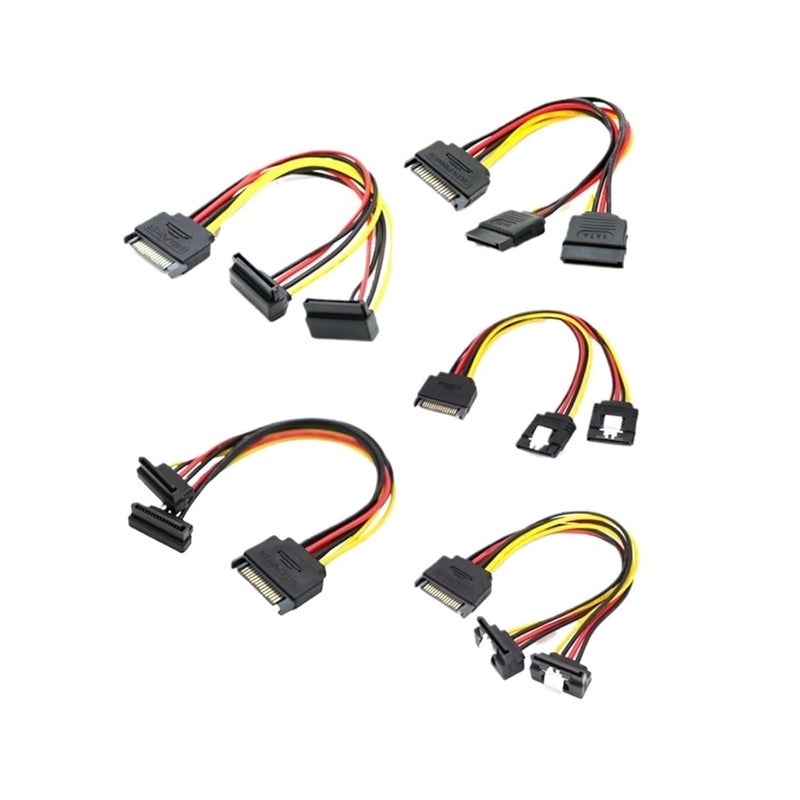 15 Pin Hard Disk Power Supply Male to 2 Bus Splitter Extension Cable 90 Degree 0 2M 4 P - Image 2