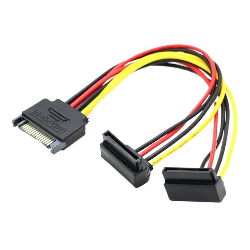 15 Pin Hard Disk Power Supply Male to 2 Bus Splitter Extension Cable 90 Degree 0 2M 4 P - Image 1