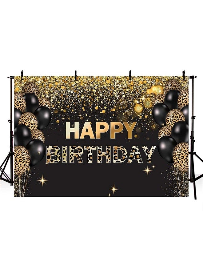 ABLIN 7x5ft Happy Birthday Backdrop Gold Sequins Glitter Black Leopard Balloons Photo Background Party Decorations Cake Table Banner Wall Decors Photo Shoot Props Supplies - Image 3