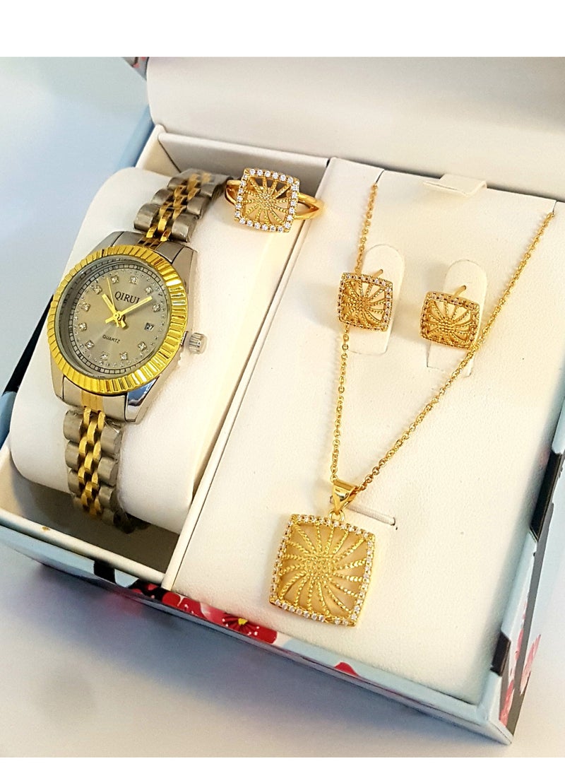 Women's watch and jewelry set