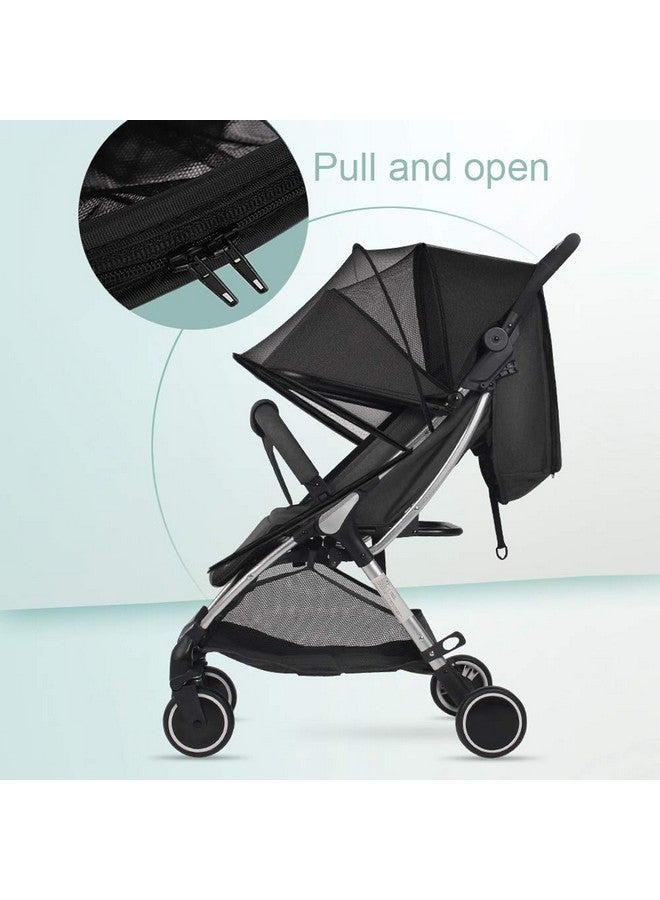 ITODA 2 In 1 Net Baby Stroller Sun Shades With Zipper Window Universal Mesh Travel Breathable See Through Outdoor Walking Beach Parasol Windproof Protective Cover For Seats Bassinets And Carriers - Image 5