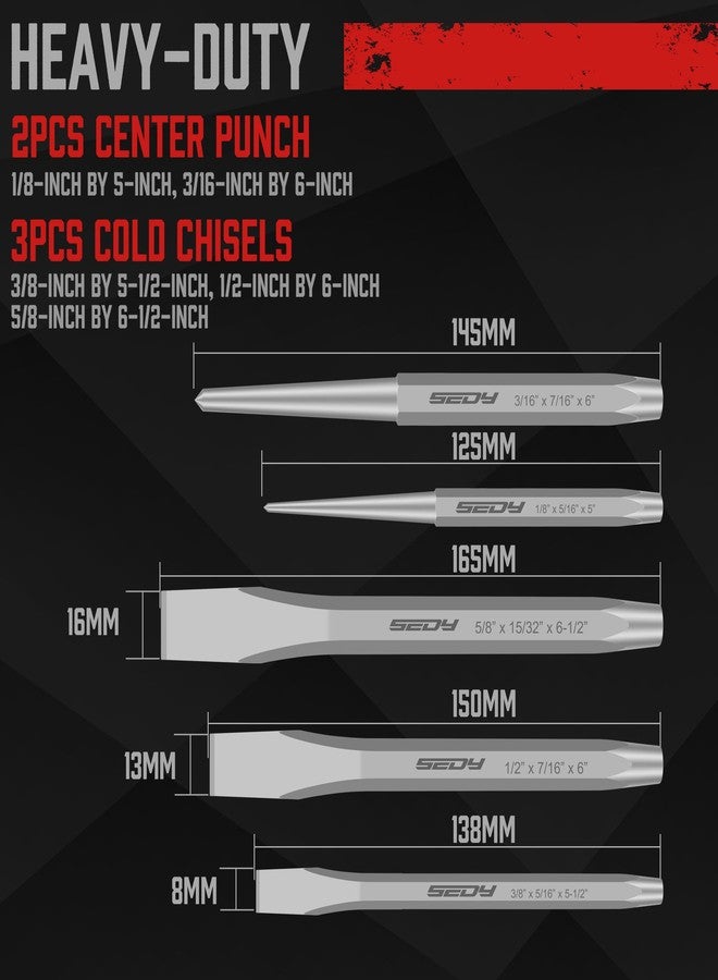 SEDY 16-Piece Precision Punch & Chisel Set - Taper Punch, Pin Punch, Center Punch, Cold Chisels & Gauge for Versatile Applications - Image 5