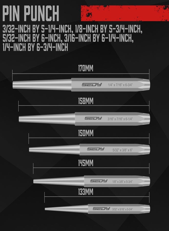 SEDY 16-Piece Precision Punch & Chisel Set - Taper Punch, Pin Punch, Center Punch, Cold Chisels & Gauge for Versatile Applications - Image 3