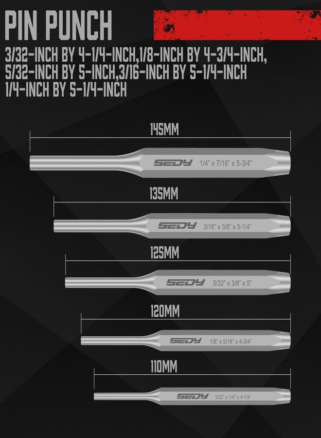 SEDY 16-Piece Precision Punch & Chisel Set - Taper Punch, Pin Punch, Center Punch, Cold Chisels & Gauge for Versatile Applications - Image 4