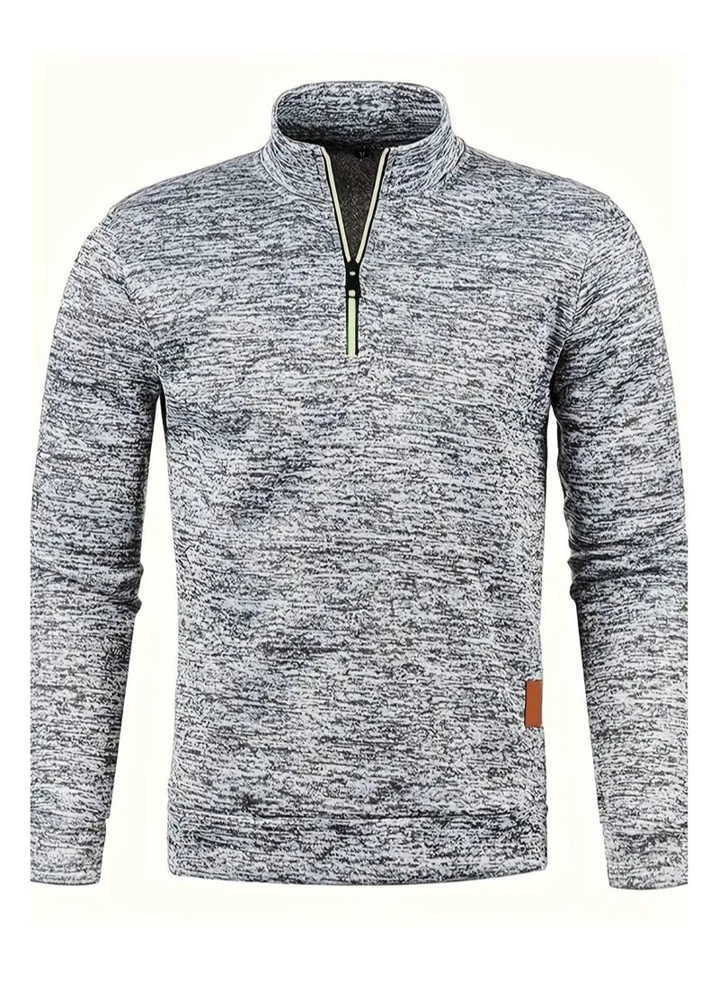 NIBEMINENT Autumn And Winter Men's Neckline Zipper Sweater Sleeve Light Fleece Stylish Top Sweater Coat - Image 1