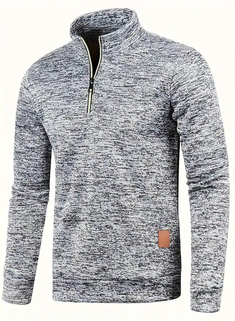 NIBEMINENT Autumn And Winter Men's Neckline Zipper Sweater Sleeve Light Fleece Stylish Top Sweater Coat - Image 2