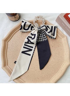 FQ007-5# houndstooth letter Pearl ribbon hair ring