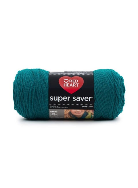 RED HEART Real Teal Super Saver Yarn, 1 Pack