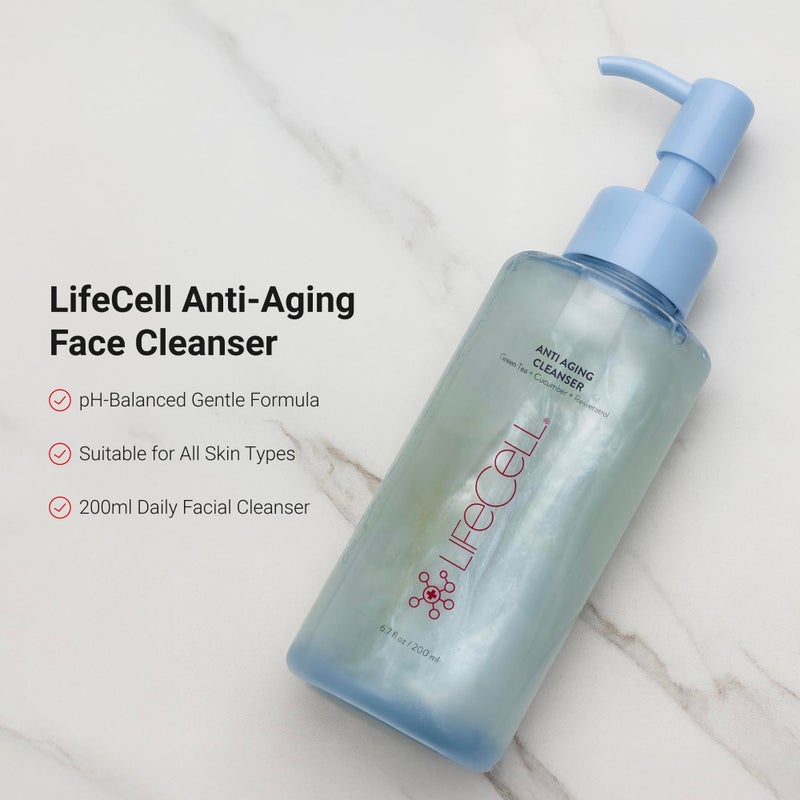 LifeCell Anti-Aging Face Cleanser â€“ pH-Balanced Facial Cleanser for Sensitive Skin â€“ Hydrating Gentle Daily Face Wash for All Skin Types â€“ 200ml - Image 2