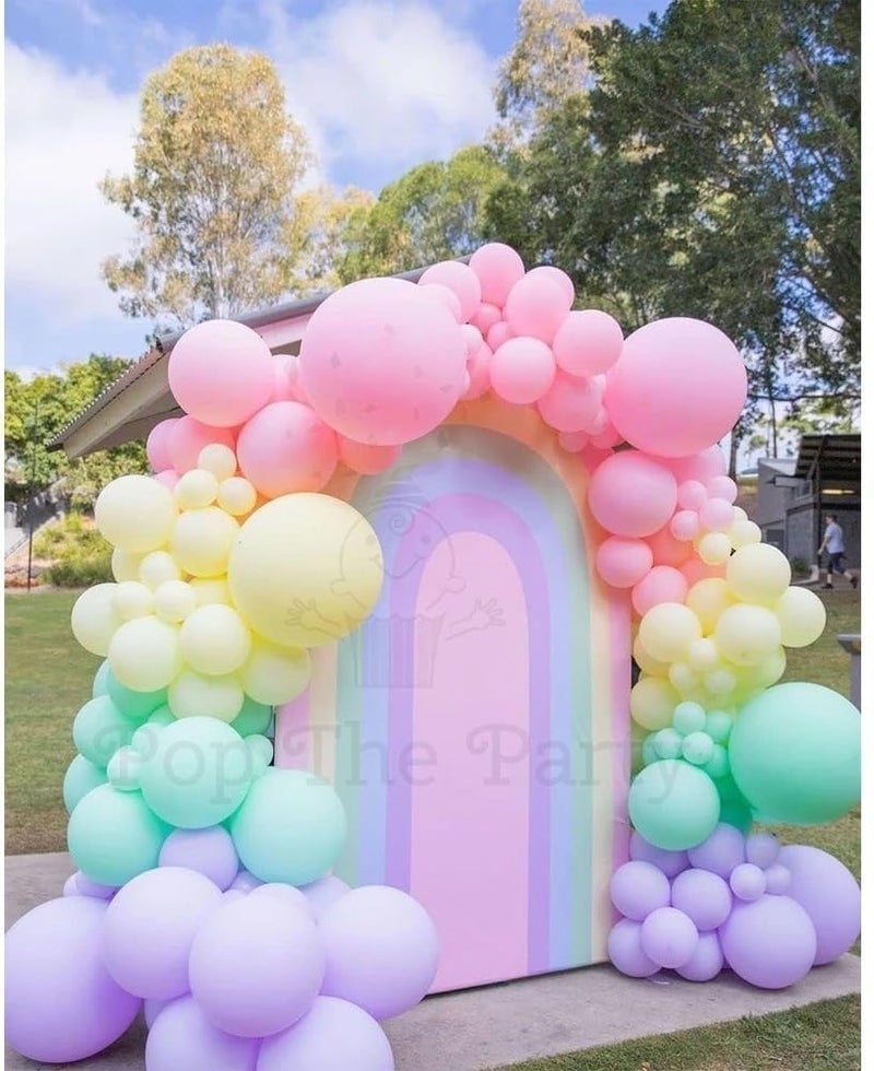 Pop The Party 59-Piece Pastel Rainbow Balloon Arch Garland Kit – Birthday Balloons with Happy Birthday Banner, Arch & Glue Dots for 5th Birthday Decoration - Image 5
